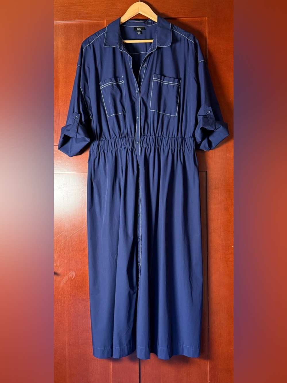 Mossimo Supply Co. Navy Shirt Dress with White Contrast Stitching NWOT Size XXL
